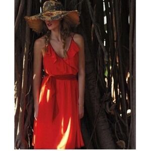 Anthropologie Girls from Savoy Becca 100% Silk Tiered Strappy Midi Dress